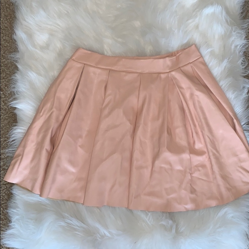 Faux Leather Pleated Skirt